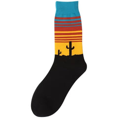 Landscape Print Socks Funny Crew Socks Women's Stockings