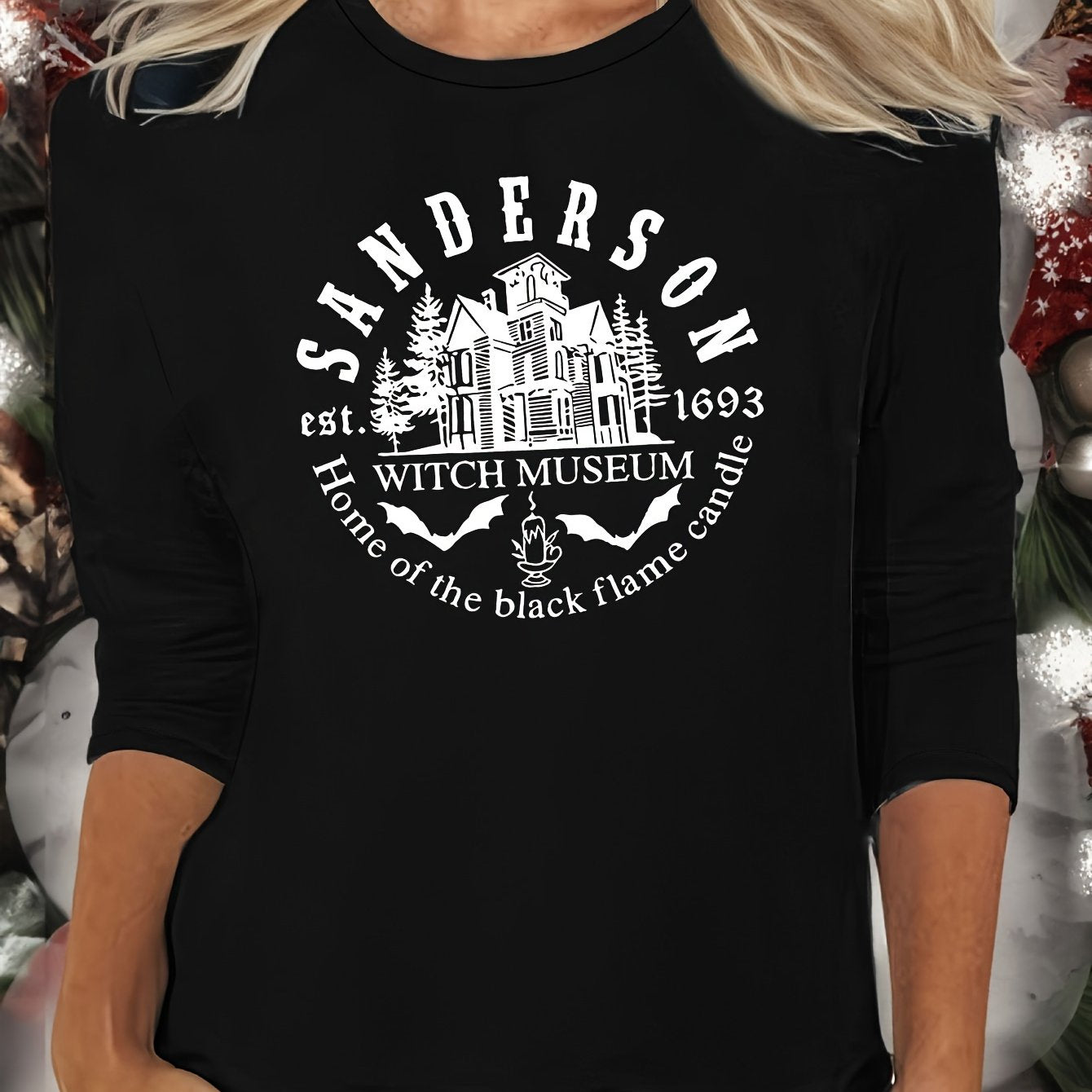 Halloween Letter Print Lounge Top Crew Neck Women's Loungewear