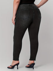 Ripped Raw Trim High Rise Skinny Jeans