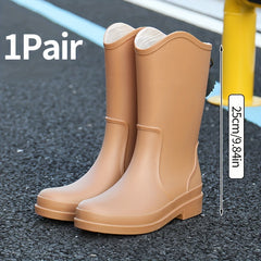 Women's Waterproof High Tube Rain Boots - Non Slip Garden Shoes