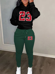 Letter Print Hoodie & Joggers Outfits 2 Piece Set