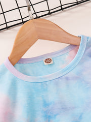 Girls Tie Dye Short Sleeve Pullover Dress