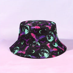 Y2K Halloween Bucket Hat Anime Print Reversible Basin Hat