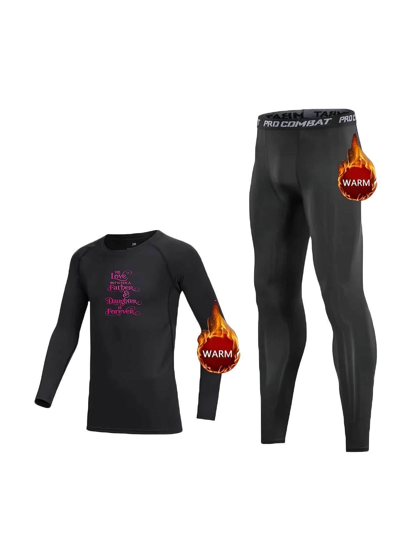 Kids Fleece Compression Set Crew Neck Pullover Matching Pants Thermal