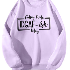 Letter Print Solid Pullover Crew Neck Casual Sweatshirt Women's Clothing