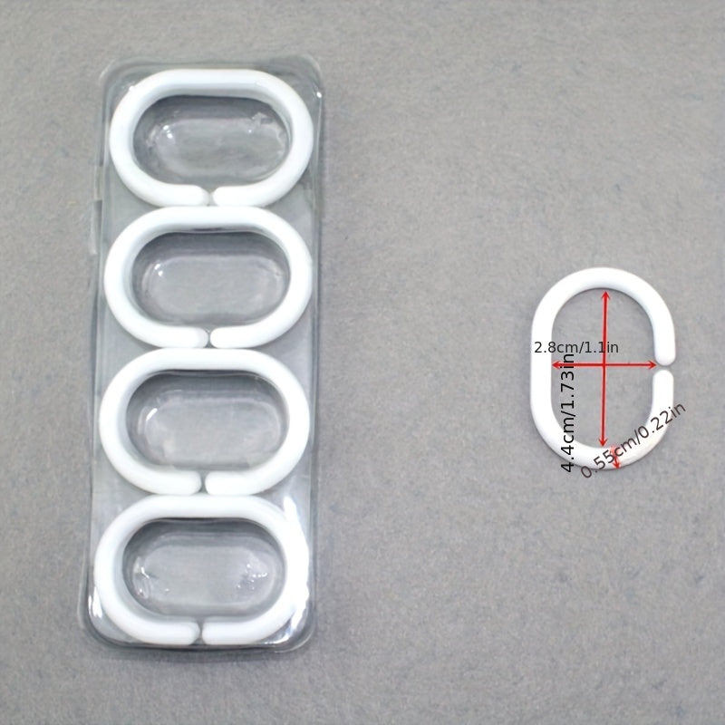 12pcs C Shaped Curtain Rings with Single Hook for Shower Curtains