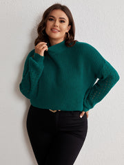Solid Long Sleeve High Neck Knitted Jumper