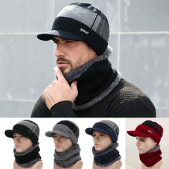 Winter Fishing Hat & Neck Gaiter Set Warm Knitted Hat With Velvet