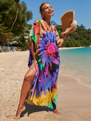 Tie Dye Bat Sleeve Cover Up Dress