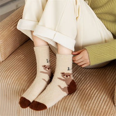 5 Pairs Bear Print Socks Warm Women's Stockings Hosiery