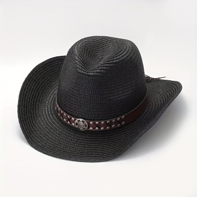 Vintage Cowboy Hat with Leather Belt Gift for Men