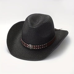 Vintage Cowboy Hat with Leather Belt Gift for Men