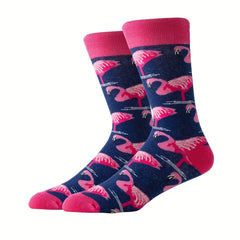 5 Pairs Flamingo Pattern Socks Breathable Mid Tube Women's Stockings