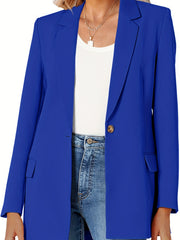 Solid Open Front Blazer Lapel Long Sleeve Blazer
