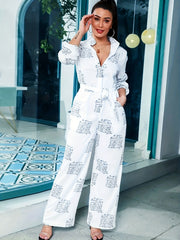 Wide Leg Jumpsuit Long Sleeve Women's Clothing
