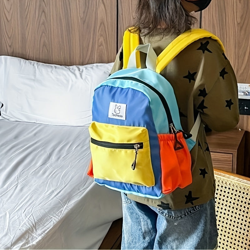 Children's Block Backpack Canvas Large Capacity Schoolbag