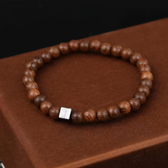 Natural Chicken Wing Wood Bracelet Hematite Cross Bohemian Ethnic Style