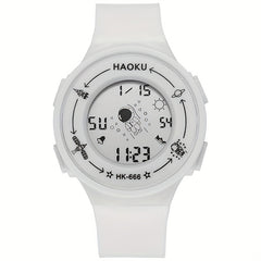 Spaceman Graphic Round Electronic Watch Waterproof Luminous Watch