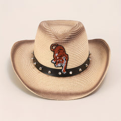 Gradient Jazz Cowboy Straw Hat Outdoor Fishing Sun Hat Men's Beach Hat