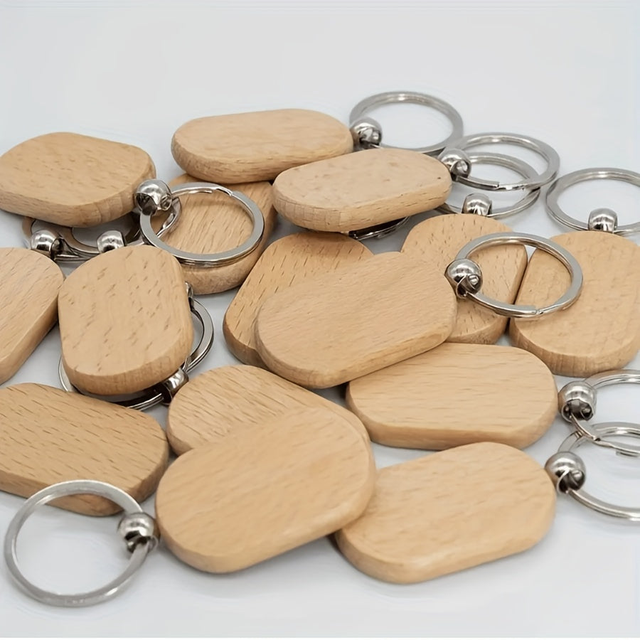 Wooden Tag Keychain Engraving Blank DIY Accessories