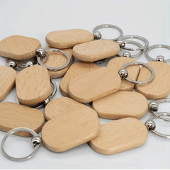 Wooden Tag Keychain Engraving Blank DIY Accessories