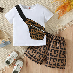 Boys Crossbody Bag Print T-shirt & Shorts Set