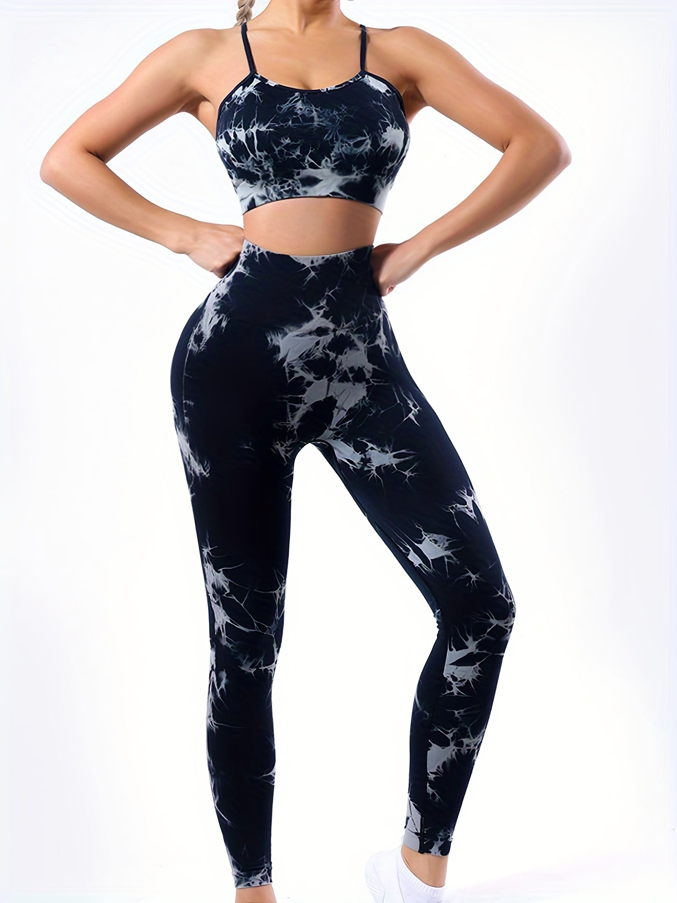 Tie Dye Sports Set Halter Sports Bra & High Waist Leggings