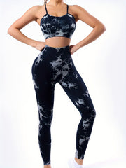 Tie Dye Sports Set Halter Sports Bra & High Waist Leggings