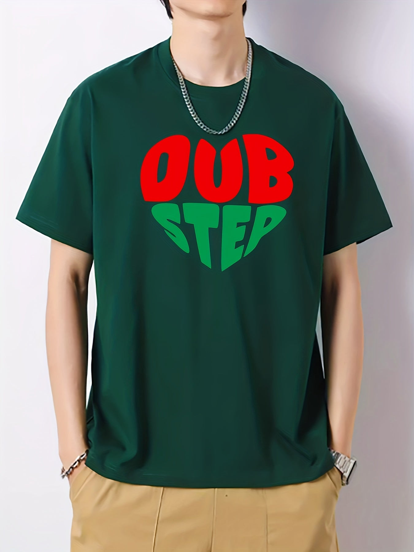 Colorful Letter Pattern Men's Graphic Cotton Tee