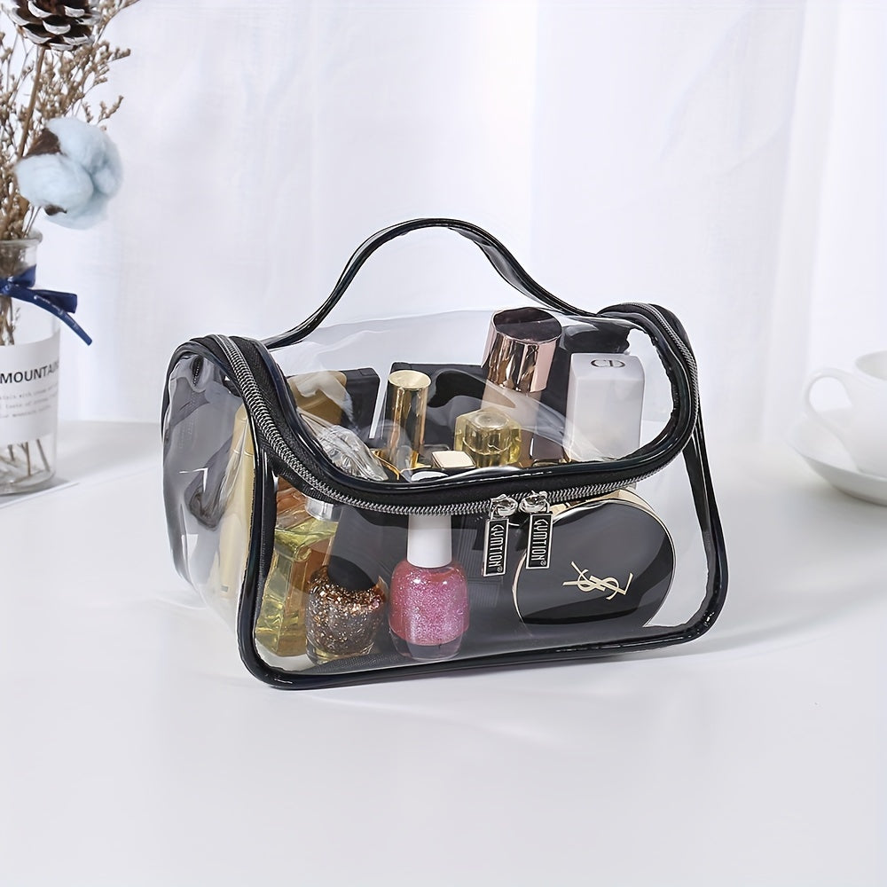 Clear PVC Toiletry Bag with Handle Zipper Waterproof Travel Pouch