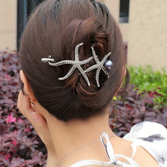 Artificial Diamond Starfish Twist Hair Clip for Girls