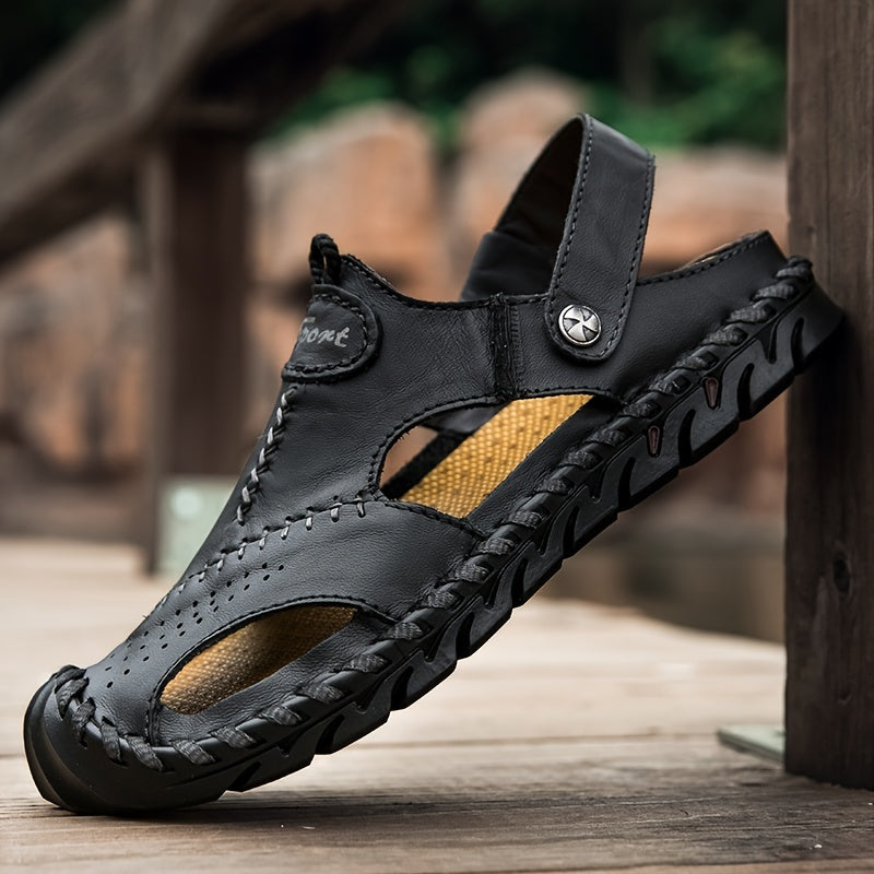 Men's Leather Non-slip Sandals Durable Quick Dry Beach Shoes
