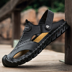 Men's Leather Non-slip Sandals Durable Quick Dry Beach Shoes