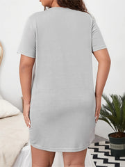 Lounge Dress Women's Plus Polka Dot Letter Print Short Sleeve