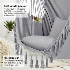 Hammock Chair Hanging Rope Swing 500 Lbs 2 Cushions Included Comfort Hanging Cha