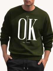 Men's Letter Ok Pattern Sweatshirt for Autumn Winter