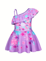 Toddler Girls Flowers One Piece Swimsuit Costumes