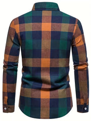 Plaid Print Men's Casual Button Up Shirt Spring Summer Autumn Tops