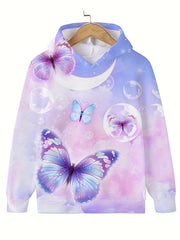 Girls Butterfly & Bubble Long Sleeve Hooded Sweatshirt