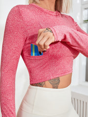 Women's Long Sleeve Crop T Shirt for Yoga Running Sports
