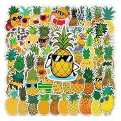 50 Pineapple Pattern Waterproof Stickers Water Bottles Laptop Luggage