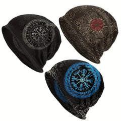 Vegvisir Compass Ouroboros Runes Viking Bonnet Hat