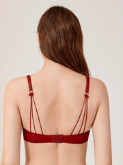 Embroidery Push Up Bra Comfy & Breathable Cut Out Bra Women's Lingerie
