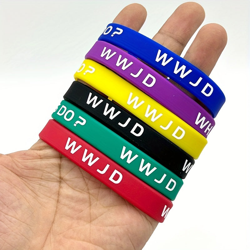 WWJD Colored Rubber Wristband Bracelet Women's Party Accessories