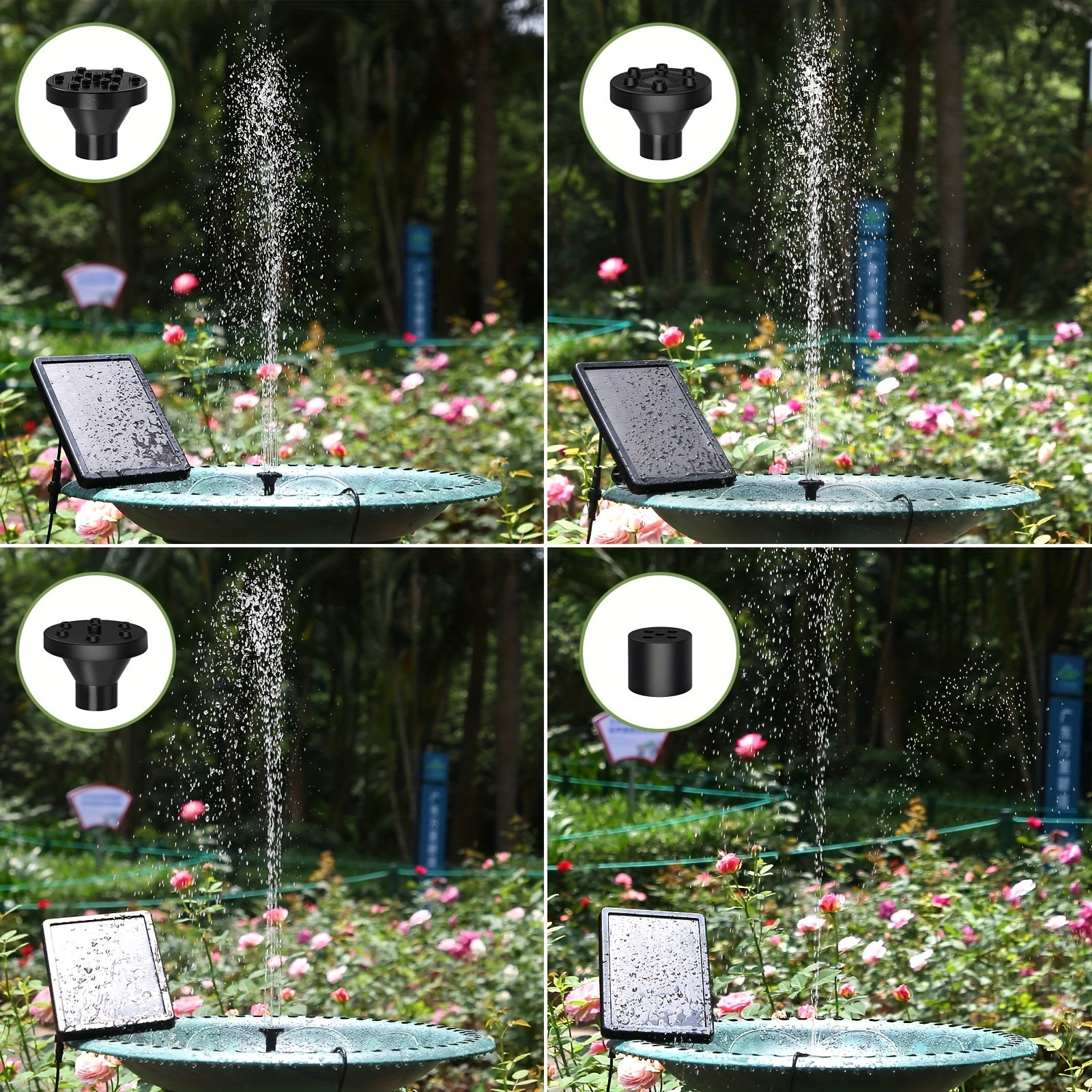5W Solar Fountain DIY Water Feature with 6 Nozzles