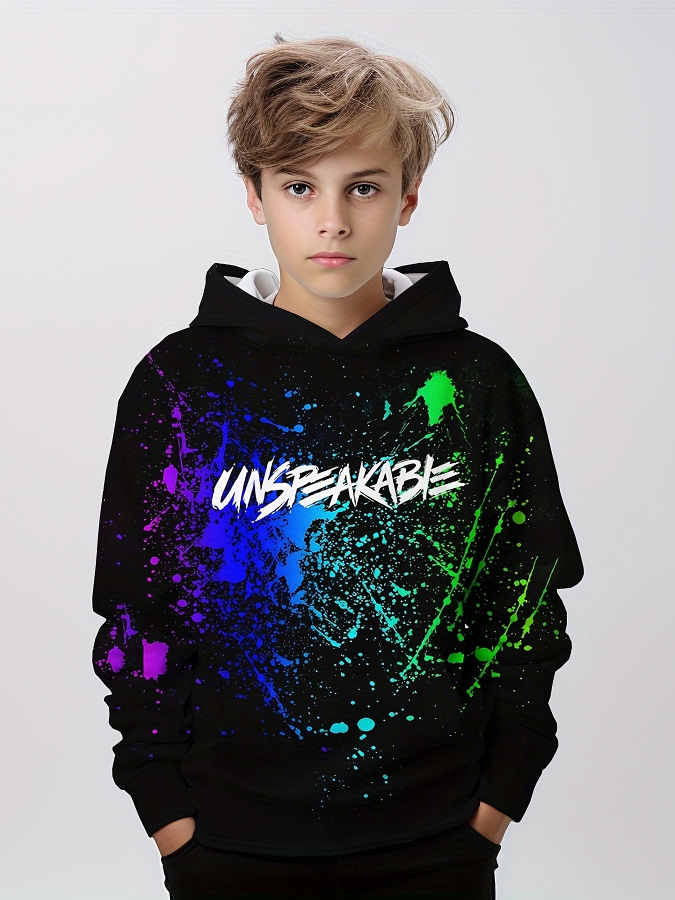 Boys Pullover Hooded Sweatshirt Letter Print Spring Fall Kids Hoodie Tops