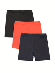 3 Pack Girls' Stretch Cotton Casual Shorts for Summer