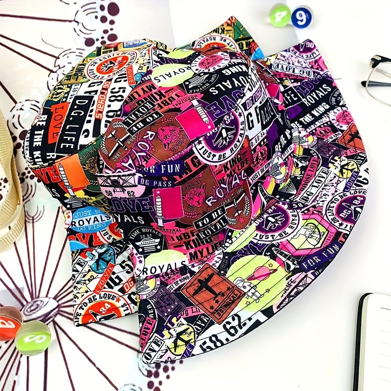 Graffiti Bucket Hat Men's Women's Double-sided Foldable Sun Hat