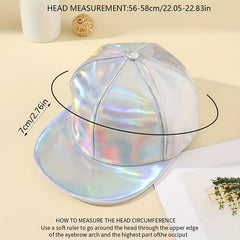 Silvery Laser Baseball Cap Metallic Dad Hat Hip Hop Snapback Sunscreen Y2K