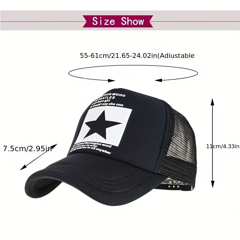 5 Point Star Graphic Mesh Baseball Cap for Summer